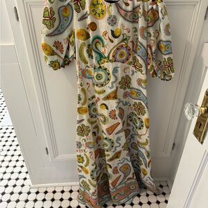 Green and Yellow Puff Sleeve Sundress for Wedding Guest